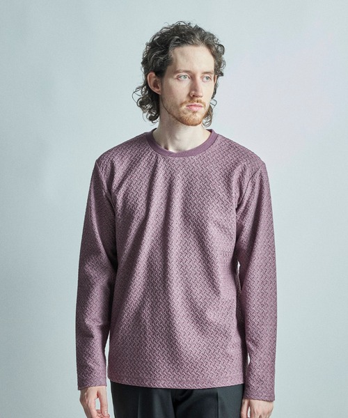 MEN'S BIGI(メンズビギ)の「シャーリングジャカードロングスリーブTシャツ(Tシャツ/カットソー・メンズ・ネイビー/ホワイト/ワイン/ブラック・04/02/01/03)」の15枚目の写真