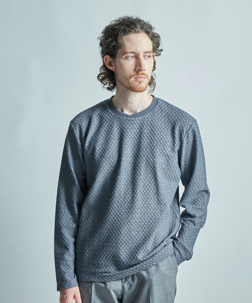 MEN'S BIGI(メンズビギ)の「シャーリングジャカードロングスリーブTシャツ(Tシャツ/カットソー・メンズ・ネイビー/ホワイト/ワイン/ブラック・04/02/01/03)」の14枚目の写真