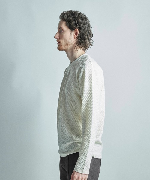 MEN'S BIGI(メンズビギ)の「シャーリングジャカードロングスリーブTシャツ(Tシャツ/カットソー・メンズ・ネイビー/ホワイト/ワイン/ブラック・04/02/01/03)」の10枚目の写真