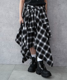 WEGO | WEGO/【25年秋冬新作】ネルシャツライクイレヘムロングスカート(デニムスカート)