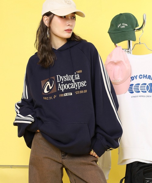 NERDY（ノルディ）の「アポカリプスフーディ（パーカー・メンズ・ピンク/グリーン/ブラック/ネイビー・M/S/L）」の3枚目の写真