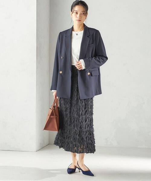 SHIPS（シップス）の「ウール ギャバジン ダブル ブレスト ジャケット（テーラードジャケット・レディース・ダークグレー/ネイビー・38/36/40）」の15枚目の写真