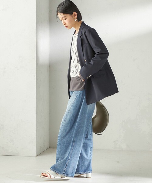 SHIPS（シップス）の「ウール ギャバジン ダブル ブレスト ジャケット（テーラードジャケット・レディース・ダークグレー/ネイビー・38/36/40）」の13枚目の写真