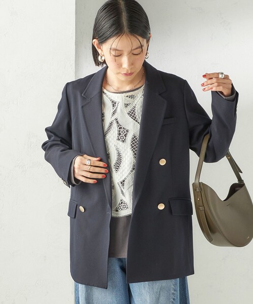 SHIPS（シップス）の「ウール ギャバジン ダブル ブレスト ジャケット（テーラードジャケット・レディース・ダークグレー/ネイビー・38/36/40）」の10枚目の写真