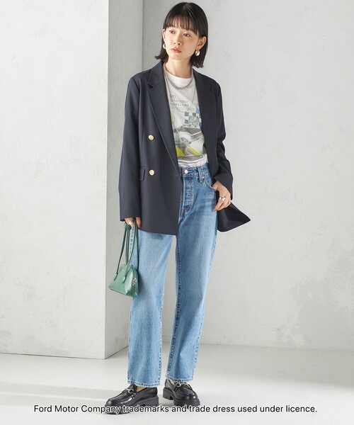 SHIPS（シップス）の「ウール ギャバジン ダブル ブレスト ジャケット（テーラードジャケット・レディース・ダークグレー/ネイビー・38/36/40）」の9枚目の写真