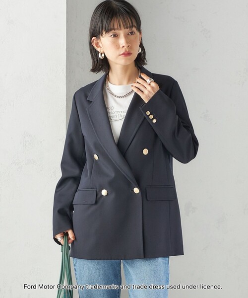 SHIPS（シップス）の「ウール ギャバジン ダブル ブレスト ジャケット（テーラードジャケット・レディース・ダークグレー/ネイビー・38/36/40）」の7枚目の写真