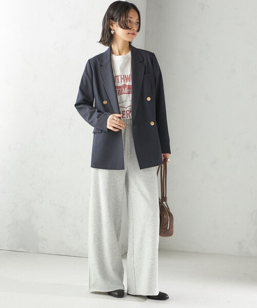 SHIPS（シップス）の「ウール ギャバジン ダブル ブレスト ジャケット（テーラードジャケット・レディース・ダークグレー/ネイビー・38/36/40）」の6枚目の写真