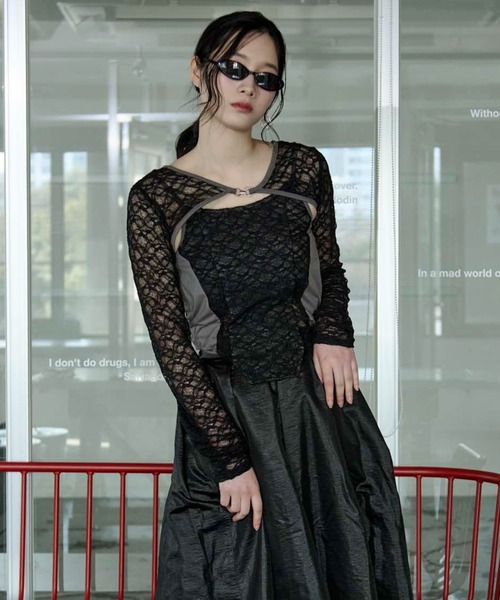 Ezick(エジック)の「2p lace bolero レースボレロキャミソール(アンサンブル・レディース・グレー/ブラック/ブラック系その他・FREE)」の11枚目の写真