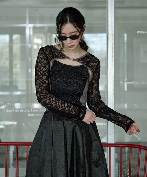 Ezick(エジック)の「2p lace bolero レースボレロキャミソール(アンサンブル・レディース・グレー/ブラック/ブラック系その他・FREE)」の12枚目の写真