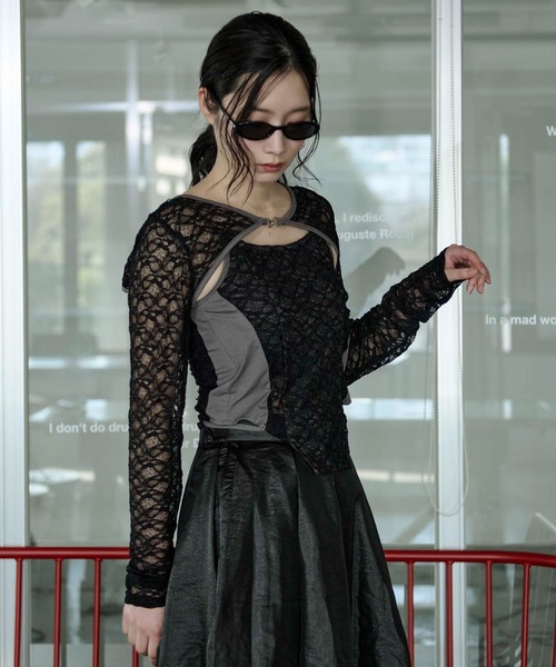 Ezick(エジック)の「2p lace bolero レースボレロキャミソール(アンサンブル・レディース・グレー/ブラック/ブラック系その他・FREE)」の13枚目の写真