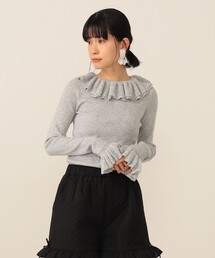 CAROLINA GLASER | フリルリブ ニット プルオーバー(ニット/セーター)