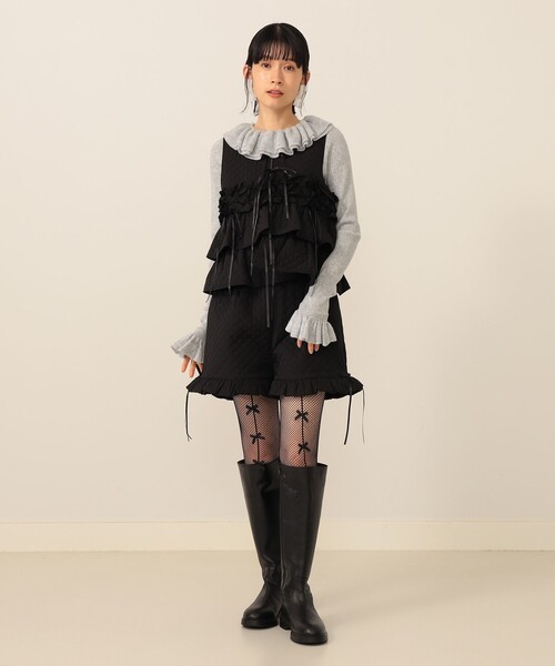 CAROLINA GLASER（カロリナ グレイサー）の「フリルリブ ニット プルオーバー（ニット/セーター・レディース・ブラック/グレー・ONE SIZE）」の8枚目の写真