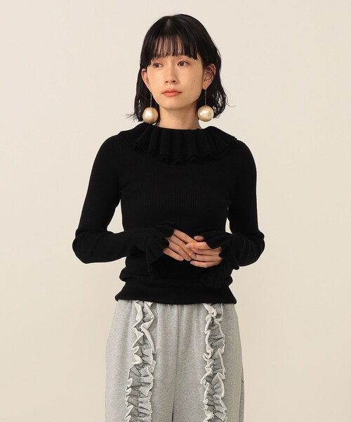CAROLINA GLASER（カロリナ グレイサー）の「フリルリブ ニット プルオーバー（ニット/セーター・レディース・ブラック/グレー・ONE SIZE）」の14枚目の写真