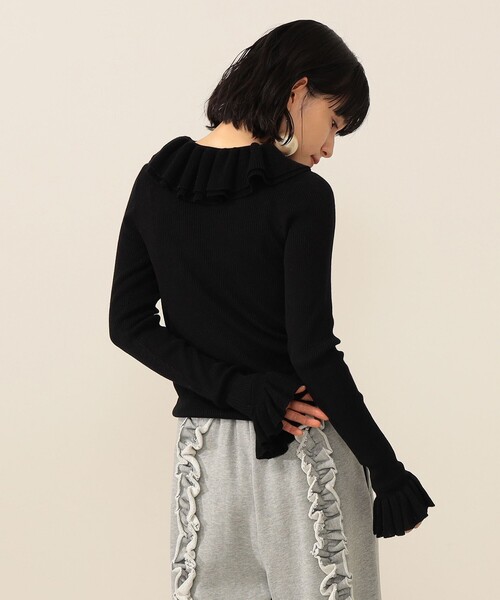 CAROLINA GLASER（カロリナ グレイサー）の「フリルリブ ニット プルオーバー（ニット/セーター・レディース・ブラック/グレー・ONE SIZE）」の15枚目の写真