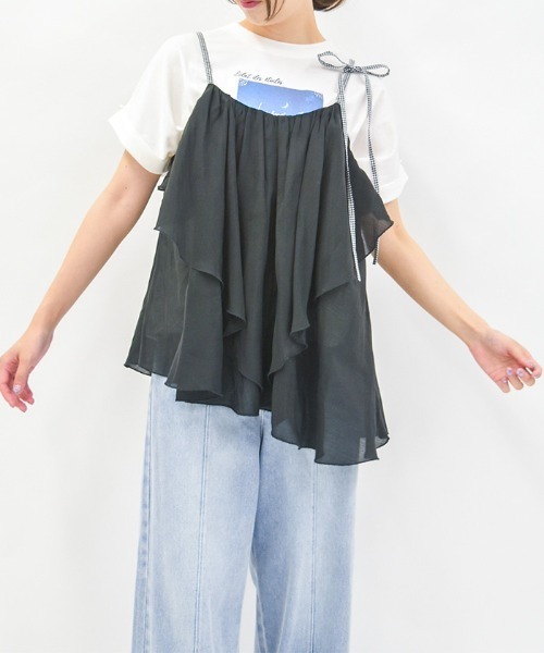 axes femme（アクシーズファム）の「ドレープフリルキャミビスチェ（Tシャツ/カットソー・レディース・ブラック/グリーン・FREE）」の11枚目の写真