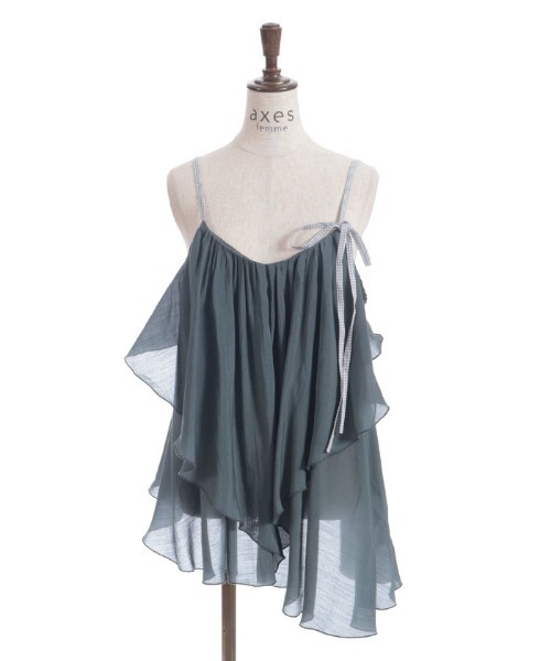 axes femme（アクシーズファム）の「ドレープフリルキャミビスチェ（Tシャツ/カットソー・レディース・ブラック/グリーン・FREE）」の20枚目の写真