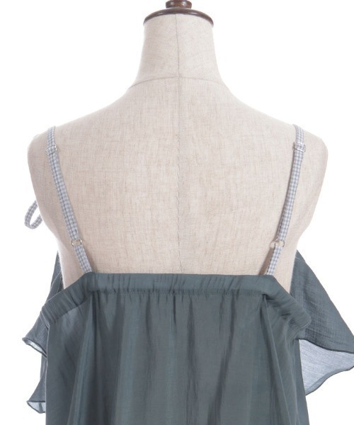 axes femme（アクシーズファム）の「ドレープフリルキャミビスチェ（Tシャツ/カットソー・レディース・ブラック/グリーン・FREE）」の6枚目の写真