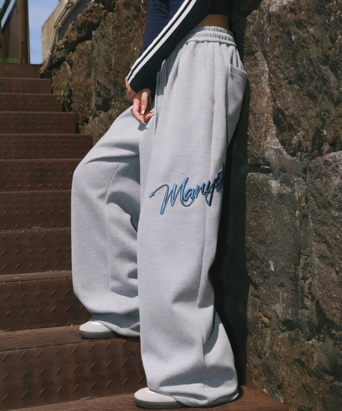 セール】ロゴ刺繍スウェットワイドパンツ（スウェットパンツ）｜yuue