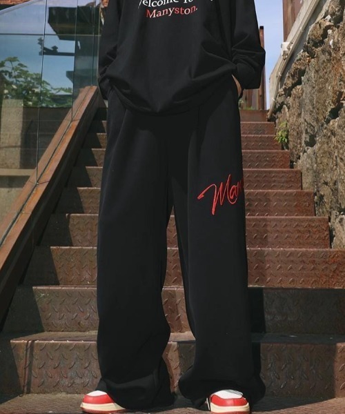 yuue' ( wear )(ユーイ)の「ロゴ刺繍スウェットワイドパンツ(スウェットパンツ・レディース・グレー/ブラック/アイボリー・FREE)」の8枚目の写真