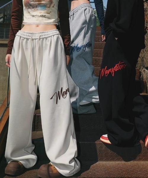 yuue' ( wear )(ユーイ)の「ロゴ刺繍スウェットワイドパンツ(スウェットパンツ・レディース・グレー/ブラック/アイボリー・FREE)」の17枚目の写真