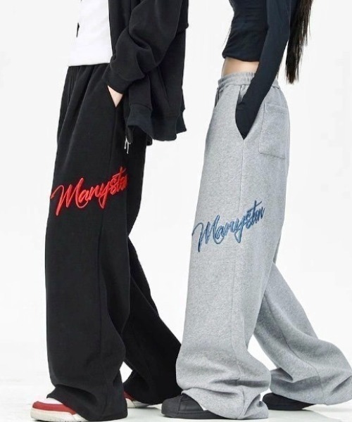 yuue' ( wear )(ユーイ)の「ロゴ刺繍スウェットワイドパンツ(スウェットパンツ・レディース・グレー/ブラック/アイボリー・FREE)」の6枚目の写真