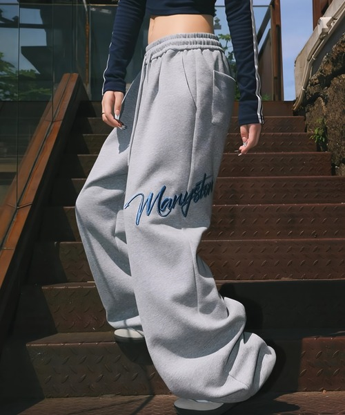 yuue' ( wear )(ユーイ)の「ロゴ刺繍スウェットワイドパンツ(スウェットパンツ・レディース・グレー/ブラック/アイボリー・FREE)」の12枚目の写真