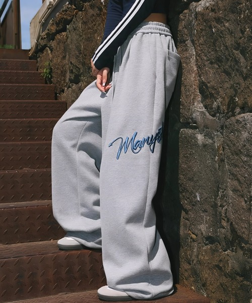 MIEKO UESAKO スエードパンツ　刺繍 Dealivez Black Letter カーゴパンツ ALL刺繍 Backロゴ Wide