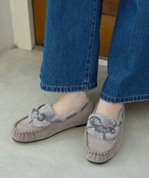 《WEB限定アイテム》ファーデザインモカシンシューズ