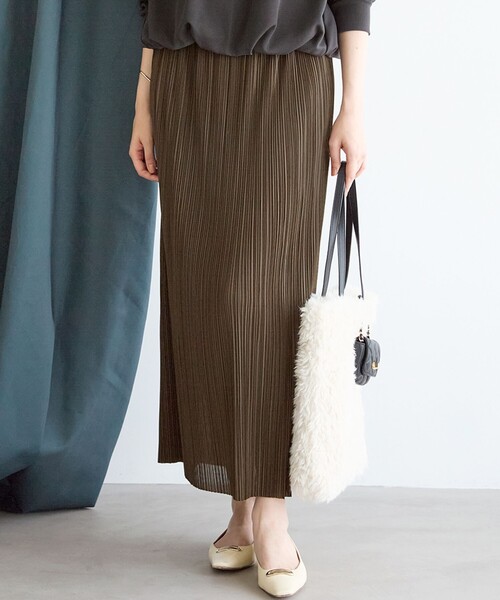 セール】【SLOW/一部店舗限定】トリコットプリーツ Iライン スカート