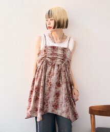 w closet | 【25AW】クラッシュチェックキャミワンピ(シャツ/ブラウス)