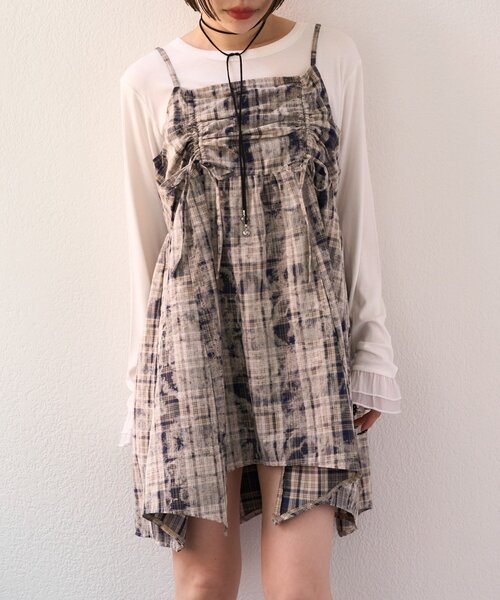 w closet（ダブルクローゼット）の「【25AW】クラッシュチェックキャミワンピ（シャツ/ブラウス・レディース・レッド/ブラック/ブルー・FREE）」の3枚目の写真