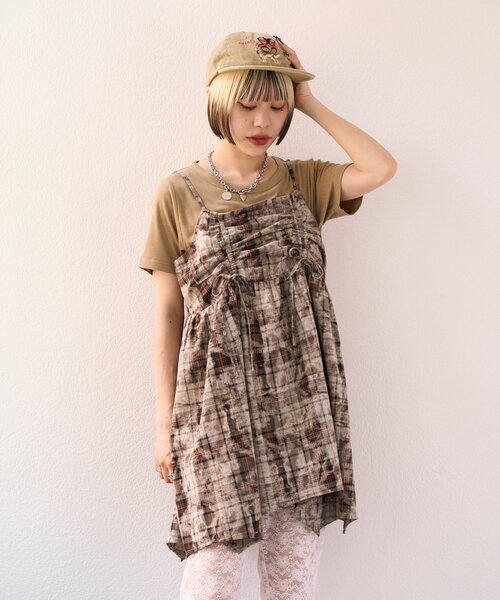 w closet（ダブルクローゼット）の「【25AW】クラッシュチェックキャミワンピ（シャツ/ブラウス・レディース・レッド/ブラック/ブルー・FREE）」の12枚目の写真