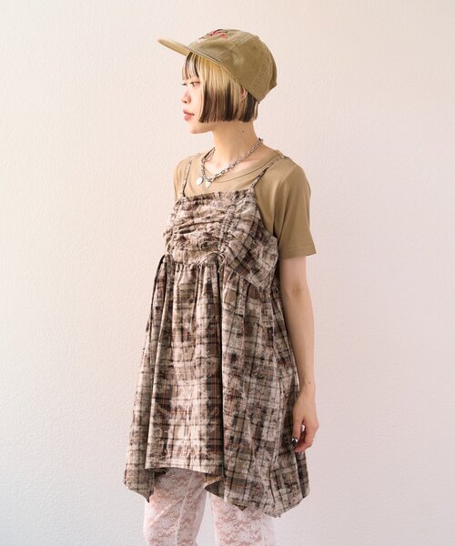 w closet（ダブルクローゼット）の「【25AW】クラッシュチェックキャミワンピ（シャツ/ブラウス・レディース・レッド/ブラック/ブルー・FREE）」の13枚目の写真