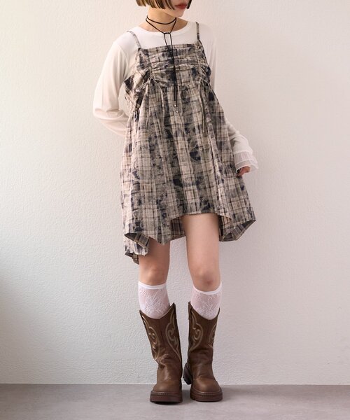 w closet（ダブルクローゼット）の「【25AW】クラッシュチェックキャミワンピ（シャツ/ブラウス・レディース・レッド/ブラック/ブルー・FREE）」の8枚目の写真
