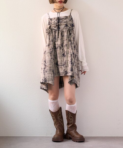 w closet（ダブルクローゼット）の「【25AW】クラッシュチェックキャミワンピ（シャツ/ブラウス・レディース・レッド/ブラック/ブルー・FREE）」の9枚目の写真