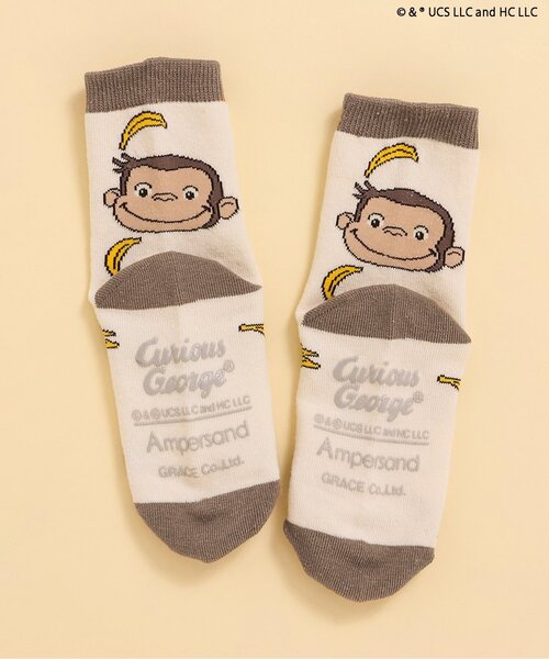 Ampersand（アンパサンド）の「【おさるのジョージ】総柄ソックス（ソックス/靴下・キッズ・オレンジ/ブラウン/グレー・12/15 /18/21）」の3枚目の写真