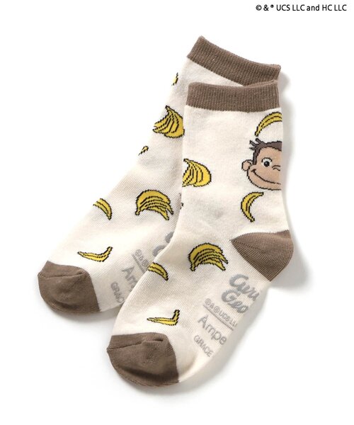 Ampersand（アンパサンド）の「【おさるのジョージ】総柄ソックス（ソックス/靴下・キッズ・オレンジ/ブラウン/グレー・12/15 /18/21）」の6枚目の写真