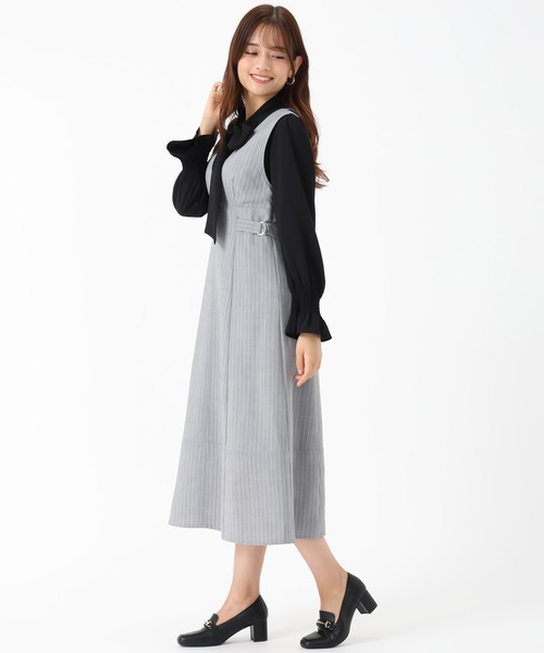 MISCH MASCH(ミッシュマッシュ)の「バッククロスストライプジャンスカ(ワンピース・レディース・ブラウン/グレー・S/M)」の13枚目の写真