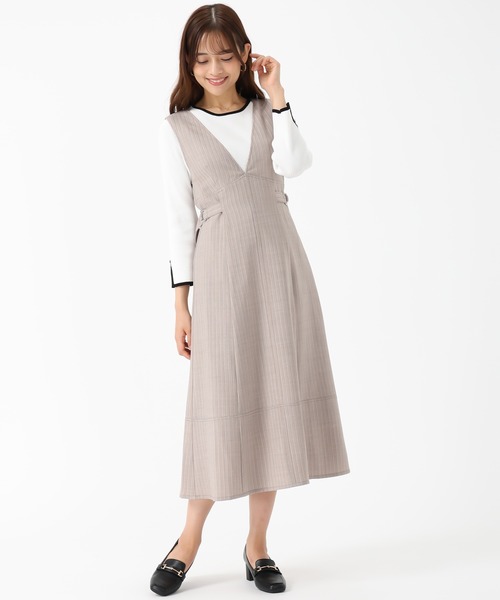 MISCH MASCH(ミッシュマッシュ)の「バッククロスストライプジャンスカ(ワンピース・レディース・ブラウン/グレー・S/M)」の11枚目の写真
