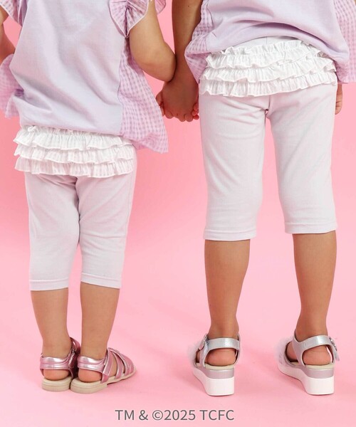 SLAP SLIP（スラップスリップ）の「【ケアベア×SLAP SLIP】裾モチーフおしりフリル5分丈レギンス(80~130cm)（レギンス/スパッツ・キッズ・パープル/ピンク・90cm/120cm/110cm/100cm/80ｃｍ/130cm）」の2枚目の写真