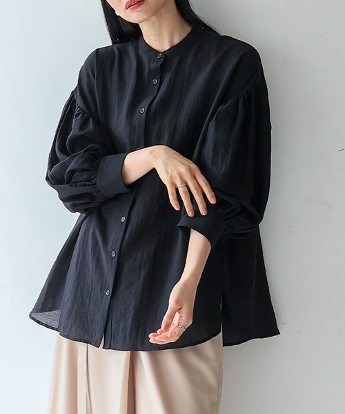 No Rule No Line(ノール-ルノーライン)の「バンドカラーボリュームスリーブブラウス(シャツ/ブラウス・レディース・ブラック/オフホワイト/ブルー系・FREE)」の20枚目の写真