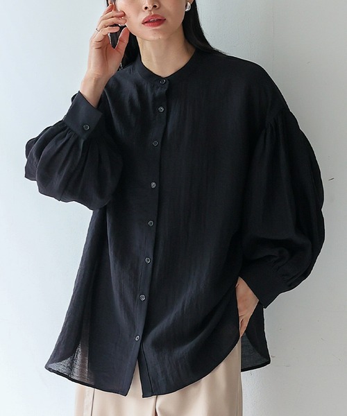 No Rule No Line(ノール-ルノーライン)の「バンドカラーボリュームスリーブブラウス(シャツ/ブラウス・レディース・ブラック/オフホワイト/ブルー系・FREE)」の22枚目の写真