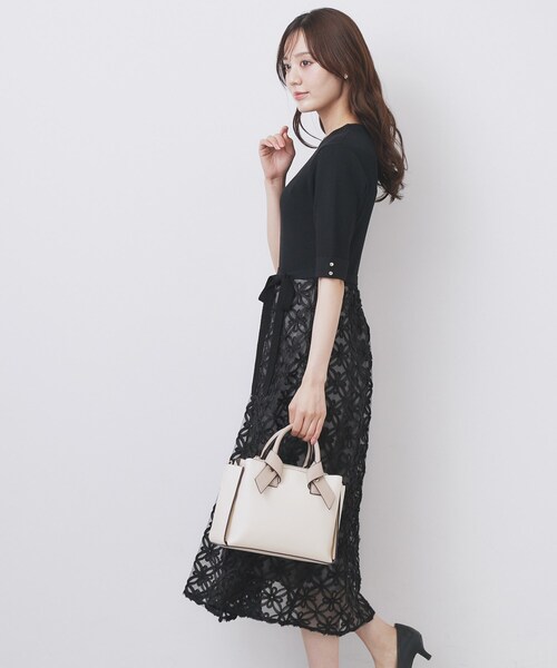 新品　マロウレースドッキングワンピース　レース　ドッキング　ブラック Mystrada（マイストラーダ）の「マロウレースドッキングワンピース