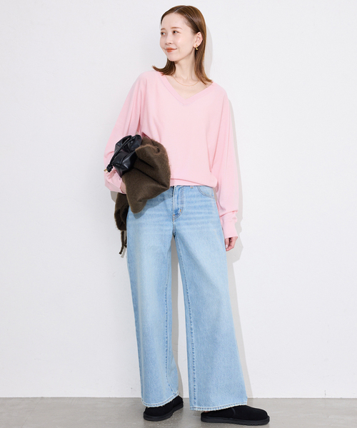 ウォッシャブルドルマンVネックプルオーバー（ニット/セーター