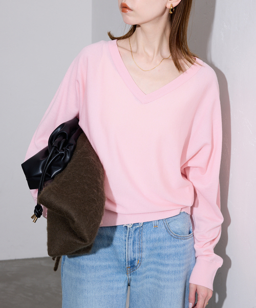 ウォッシャブルドルマンVネックプルオーバー（ニット/セーター