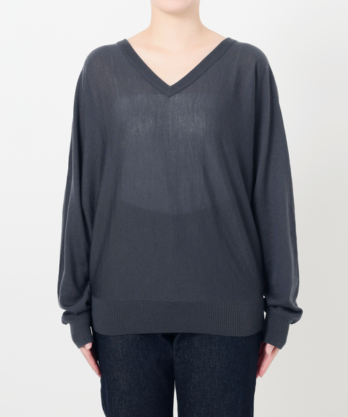 セール】ウォッシャブルドルマンVネックプルオーバー（ニット/セーター