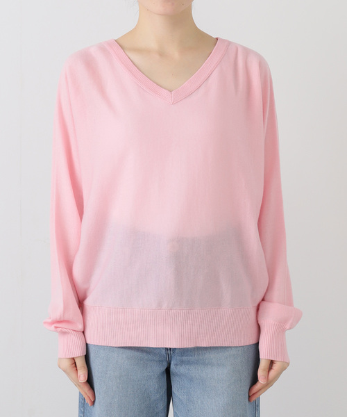 ウォッシャブルドルマンVネックプルオーバー（ニット/セーター