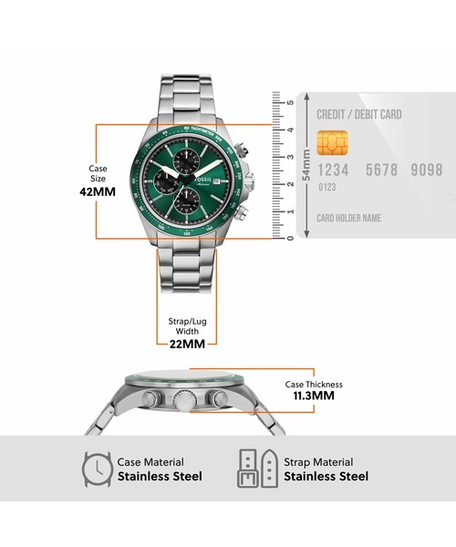 FOSSIL(フォッシル)の「フォッシル 腕時計 メンズ アナログ ステンレス FS6127(アナログ腕時計・メンズ・シルバー・FREE)」の5枚目の写真