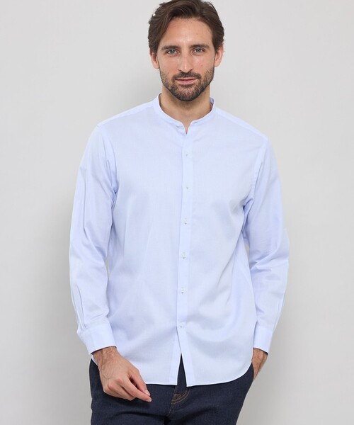 MACKINTOSH LONDON(マッキントッシュ ロンドン)の「小紋ジャカードバンドカラーシャツ(シャツ/ブラウス・メンズ・グレー/ブルー系その他2・XL/L/M)」の1枚目の写真
