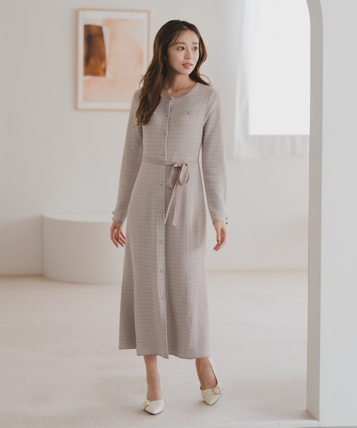 まるみ セール】2025秋冬新作 ツイードマーメイドニットワンピース